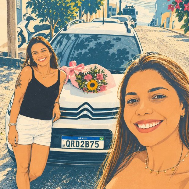 As duas com o carro