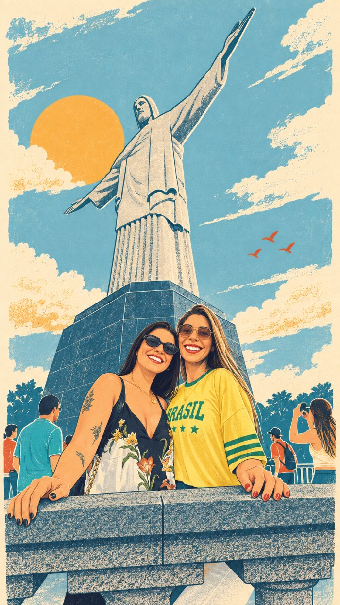 As duas no Cristo Redentor